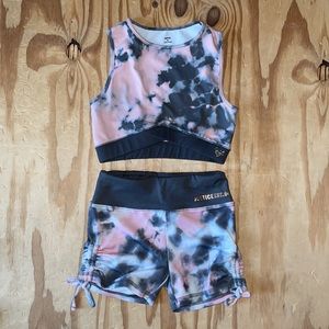 Justice sports bra size 26 (6/7) and bike shorts with 2”inseam size 7